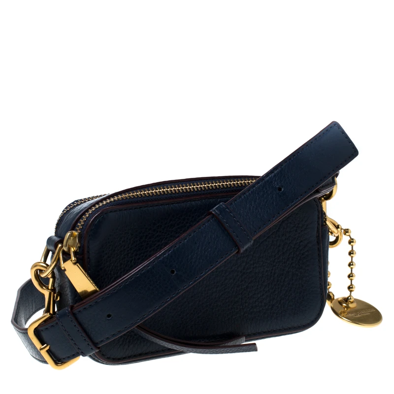 Marc Jacobs Navy Blue Leather Double Zip Crossbody Bag For Women 3 Marc Jacobs Navy Blue Leather Double Zip Crossbody Bag For Women - Image 3