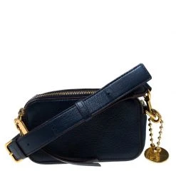 Marc Jacobs Navy Blue Leather Double Zip Crossbody Bag For Women