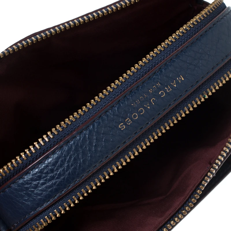 Marc Jacobs Navy Blue Leather Double Zip Crossbody Bag For Women 8 Marc Jacobs Navy Blue Leather Double Zip Crossbody Bag For Women - Image 8