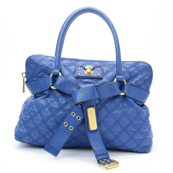 Marc Jacobs Blue Quilted Leather Bruna Tote For Women 1 Marc Jacobs Blue Quilted Leather Bruna Tote For Women