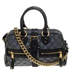 Marc Jacobs Black/Blue Quilted Leather Venetia Satchel For Women