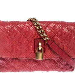 Marc Jacobs Red Quilted Leather Flap Padlock Shoulder Bag For Women -Cheap Marc Jacobs Store luxury women marc jacobs used handbags p239973 003