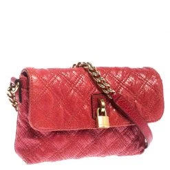 Marc Jacobs Red Quilted Leather Flap Padlock Shoulder Bag For Women -Cheap Marc Jacobs Store luxury women marc jacobs used handbags p239973 004
