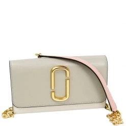 Marc Jacobs Gray/Ivory Leather Snapshot Crossbody Bag For Women