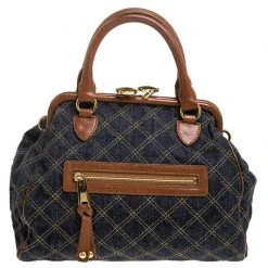 Marc Jacobs Blue/Tan Quilted Denim Mini Stam Satchel For Women
