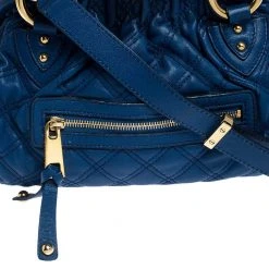 Marc Jacobs Blue Quilted Leather Stam Bag For Women -Cheap Marc Jacobs Store luxury women marc jacobs used handbags p243156 004