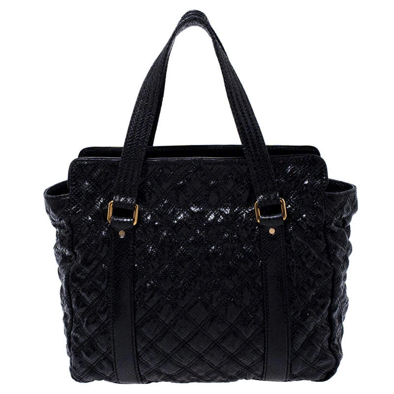 Marc Jacobs Black Quilted Snakeskin Embossed Coated Canvas Tote For Women 4 Marc Jacobs Black Quilted Snakeskin Embossed Coated Canvas Tote For Women - Image 4