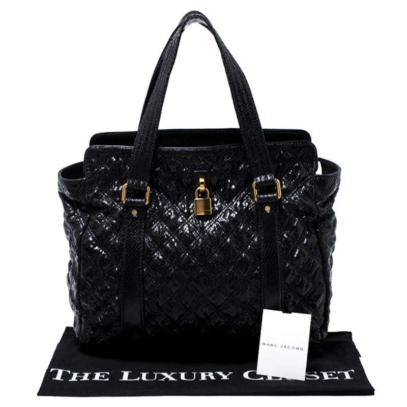 Marc Jacobs Black Quilted Snakeskin Embossed Coated Canvas Tote For Women 9 Marc Jacobs Black Quilted Snakeskin Embossed Coated Canvas Tote For Women - Image 9