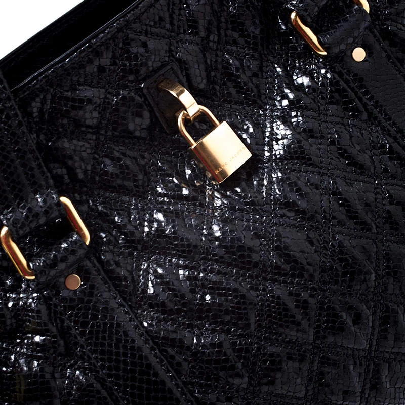 Marc Jacobs Black Quilted Snakeskin Embossed Coated Canvas Tote For Women 5 Marc Jacobs Black Quilted Snakeskin Embossed Coated Canvas Tote For Women - Image 5