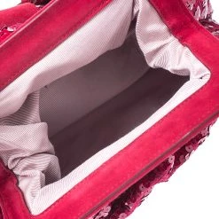 Marc Jacobs Red Sequins Embellished Canvas And Suede Frog Frame Shoulder Bag For Women -Cheap Marc Jacobs Store luxury women marc jacobs used handbags p247337 002