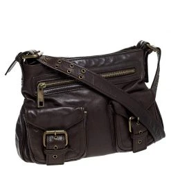 Marc Jacobs Brown Leather Front Pocket Shoulder Bag For Women -Cheap Marc Jacobs Store luxury women marc jacobs used handbags p247991 009