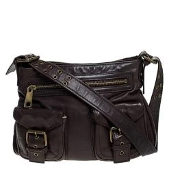 Marc Jacobs Brown Leather Front Pocket Shoulder Bag For Women