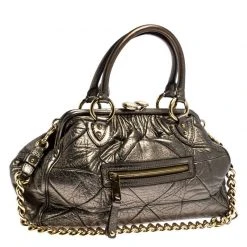 Marc Jacobs Metallic Quilted Leather Stam Shoulder Bag For Women -Cheap Marc Jacobs Store luxury women marc jacobs used handbags p248124 003