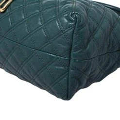 Marc Jacobs Dark Green Quilted Leather Bruna Belted Tote For Women -Cheap Marc Jacobs Store luxury women marc jacobs used handbags p248215 006