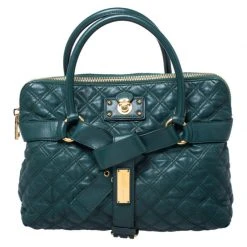 Marc Jacobs Dark Green Quilted Leather Bruna Belted Tote For Women