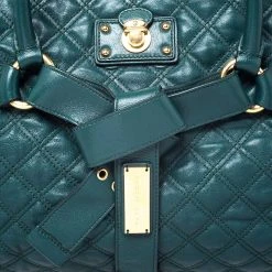 Marc Jacobs Dark Green Quilted Leather Bruna Belted Tote For Women -Cheap Marc Jacobs Store luxury women marc jacobs used handbags p248215 010