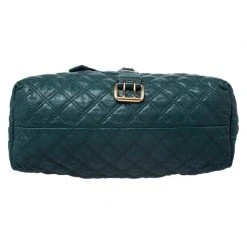 Marc Jacobs Dark Green Quilted Leather Bruna Belted Tote For Women -Cheap Marc Jacobs Store luxury women marc jacobs used handbags p248215 011
