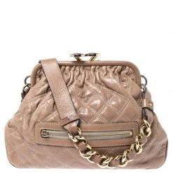 Marc Jacobs Beige Quilted Leather Little Stam Shoulder Bag For Women