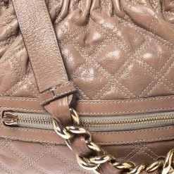 Marc Jacobs Beige Quilted Leather Little Stam Shoulder Bag For Women -Cheap Marc Jacobs Store luxury women marc jacobs used handbags p248578 008