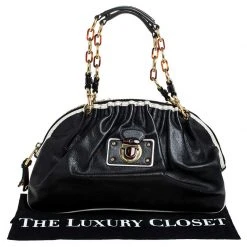 Marc Jacobs Black Leather Capra Satchel For Women -Cheap Marc Jacobs Store luxury women marc jacobs used handbags p248991 011