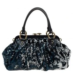 Marc Jacobs Blue/Black Sequin New York Rocker Stam Shoulder Bag For Women -Cheap Marc Jacobs Store luxury women marc jacobs used handbags p251879 001