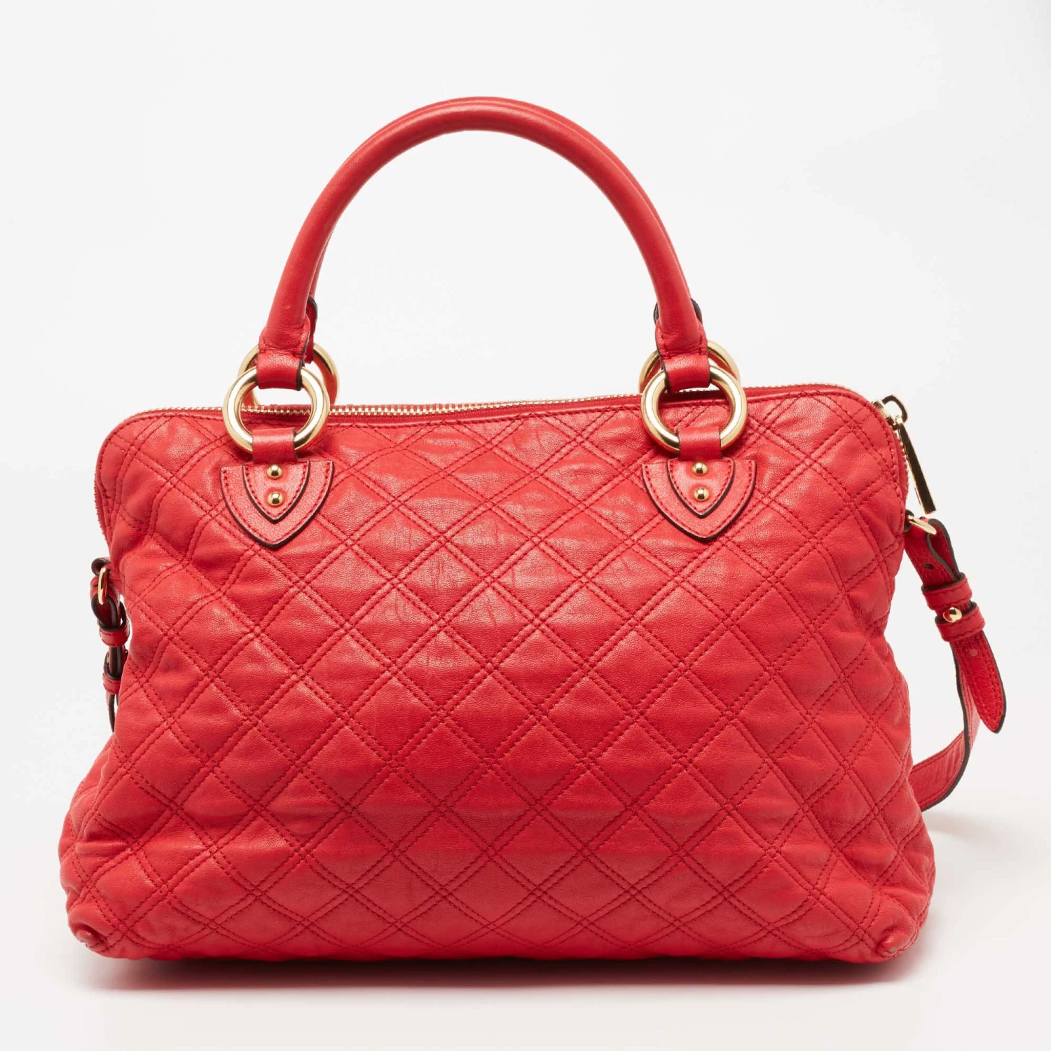 Marc Jacobs Coral Red Quilted Leather Rio Satchel For Women 4 Marc Jacobs Coral Red Quilted Leather Rio Satchel For Women - Image 4