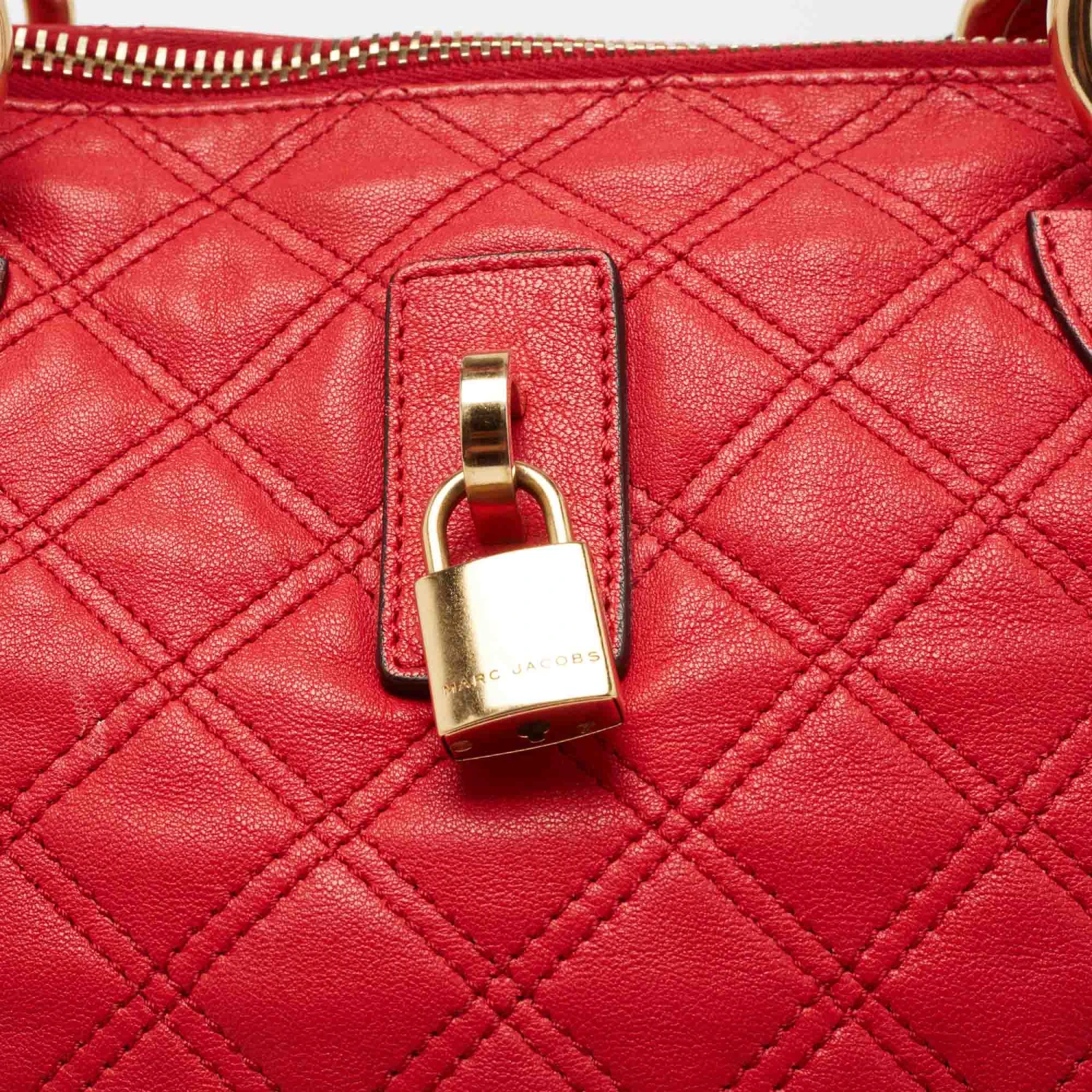Marc Jacobs Coral Red Quilted Leather Rio Satchel For Women 5 Marc Jacobs Coral Red Quilted Leather Rio Satchel For Women - Image 5