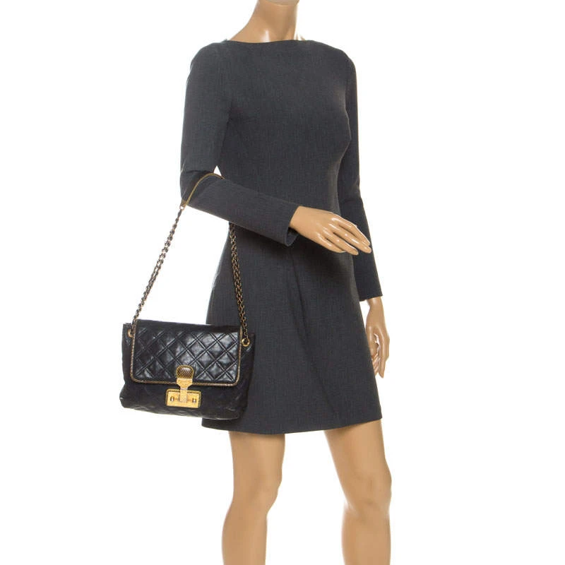 Marc Jacobs Navy Blue Quilted Leather Flap Crossbody Bag For Women 2 Marc Jacobs Navy Blue Quilted Leather Flap Crossbody Bag For Women - Image 2