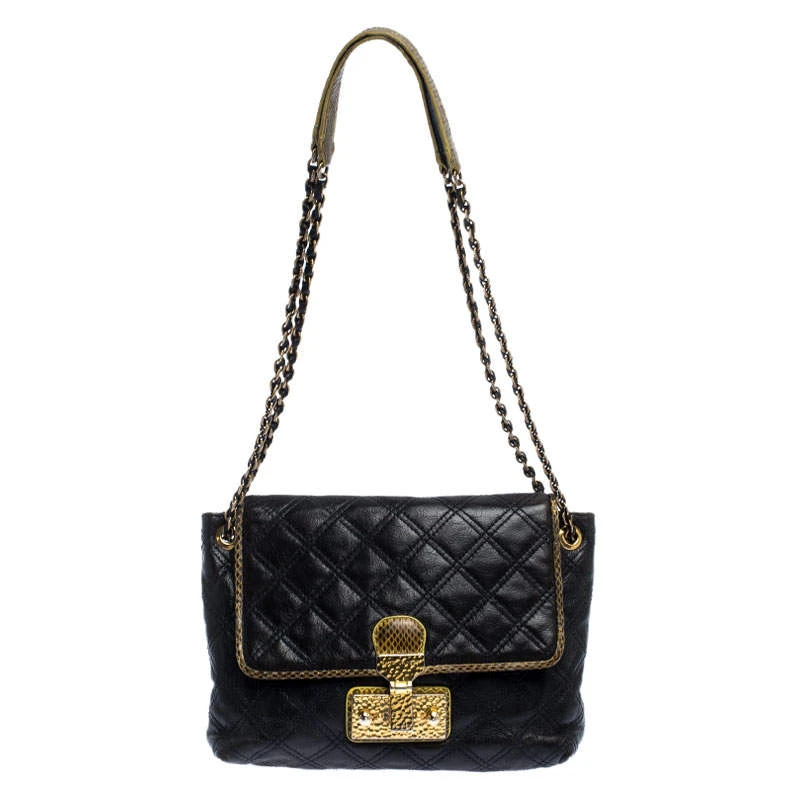 Marc Jacobs Navy Blue Quilted Leather Flap Crossbody Bag For Women 1 Marc Jacobs Navy Blue Quilted Leather Flap Crossbody Bag For Women