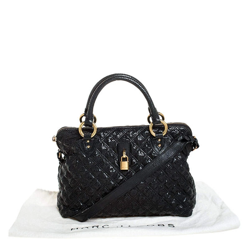 Marc Jacobs Black Quilted Snake Skin Embossed Leather Tote For Women 9 Marc Jacobs Black Quilted Snake Skin Embossed Leather Tote For Women - Image 9