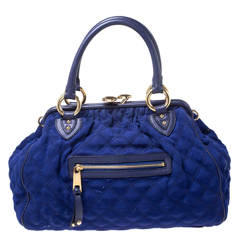 Marc Jacobs Blue Quilted Neoprene And Leather Stam Shoulder Bag For Women 1 Marc Jacobs Blue Quilted Neoprene And Leather Stam Shoulder Bag For Women