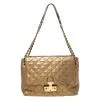 Marc Jacobs Metallic Gold Quilted Leather Flap Shoulder Bag For Women