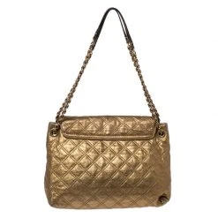 Marc Jacobs Metallic Gold Quilted Leather Flap Shoulder Bag For Women -Cheap Marc Jacobs Store luxury women marc jacobs used handbags p256298 008