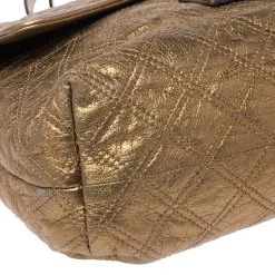 Marc Jacobs Metallic Gold Quilted Leather Flap Shoulder Bag For Women -Cheap Marc Jacobs Store luxury women marc jacobs used handbags p256298 010