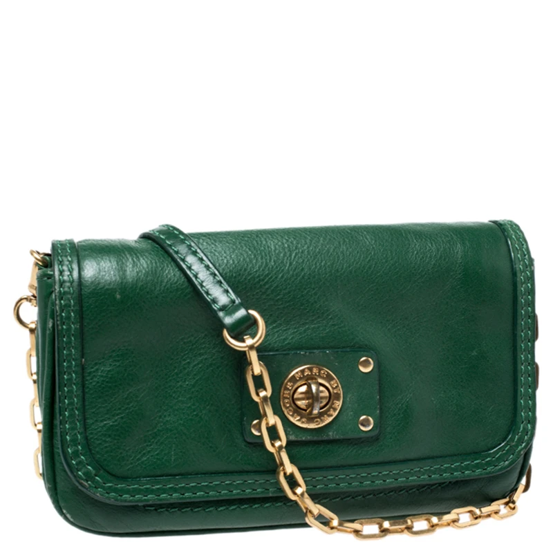 Marc Jacobs Green Leather Turnlock Crossbody Bag For Women 3 Marc Jacobs Green Leather Turnlock Crossbody Bag For Women - Image 3