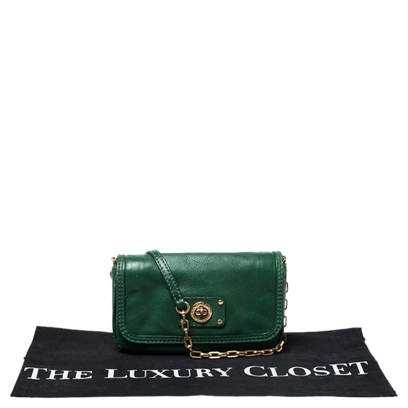 Marc Jacobs Green Leather Turnlock Crossbody Bag For Women 9 Marc Jacobs Green Leather Turnlock Crossbody Bag For Women - Image 9