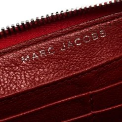 Marc Jacobs Red Studded Leather Zip Around Continental Wallet For Women -Cheap Marc Jacobs Store luxury women marc jacobs used handbags p258763 001