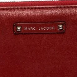 Marc Jacobs Red Studded Leather Zip Around Continental Wallet For Women -Cheap Marc Jacobs Store luxury women marc jacobs used handbags p258763 009