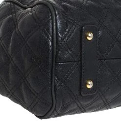 Marc Jacobs Black Quilted Leather Mini Stam Satchel For Women -Cheap Marc Jacobs Store luxury women marc jacobs used handbags p258866 003