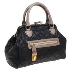 Marc Jacobs Black Quilted Leather Mini Stam Satchel For Women -Cheap Marc Jacobs Store luxury women marc jacobs used handbags p258866 007