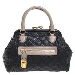 Marc Jacobs Black Quilted Leather Mini Stam Satchel For Women