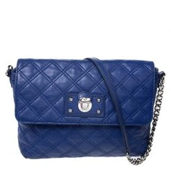 Marc Jacobs Blue Quilted Leather Day To Night Single Shoulder Bag For Women