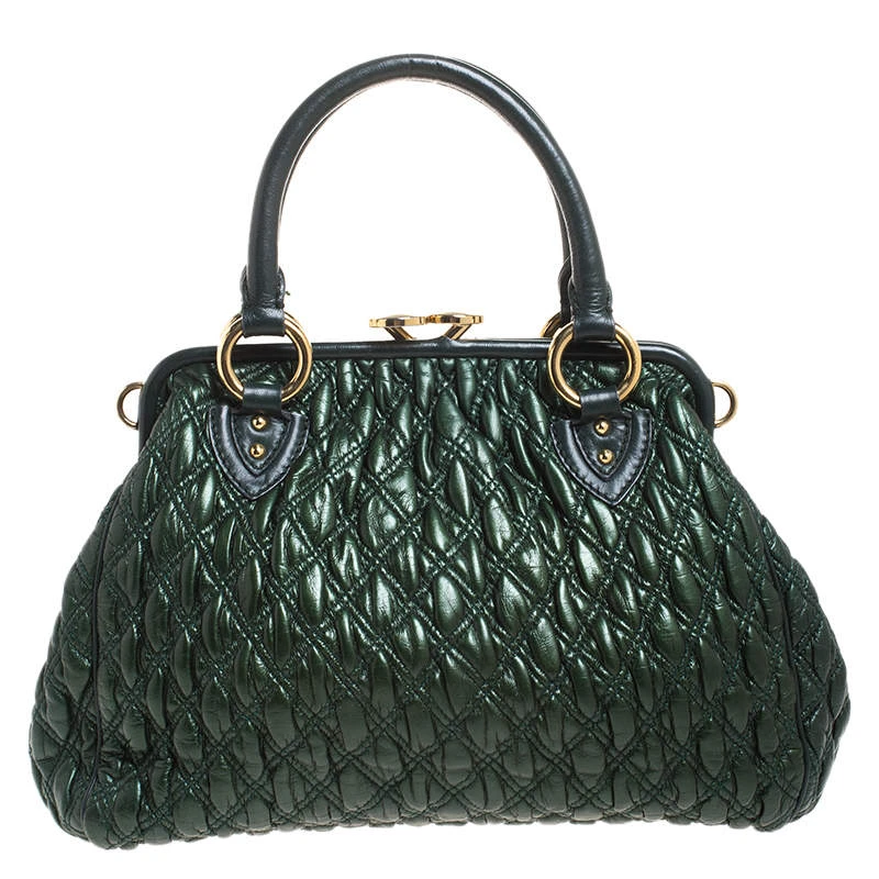 Marc Jacobs Metallic Green Quilted Leather Stam Shoulder Bag For Women 4 Marc Jacobs Metallic Green Quilted Leather Stam Shoulder Bag For Women - Image 4