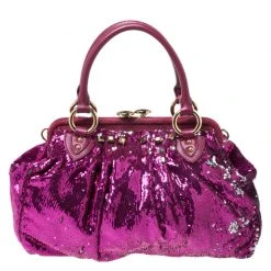 Marc Jacobs Fuchsia Sequins New York Rocker Stam Shoulder Bag For Women