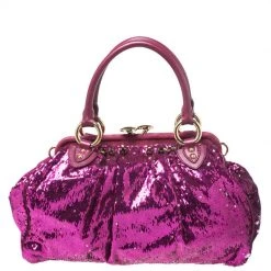 Marc Jacobs Fuchsia Sequin New York Rocker Stam Shoulder Bag For Women -Cheap Marc Jacobs Store luxury women marc jacobs used handbags p261174 001