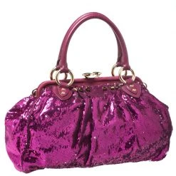 Marc Jacobs Fuchsia Sequin New York Rocker Stam Shoulder Bag For Women -Cheap Marc Jacobs Store luxury women marc jacobs used handbags p261174 011