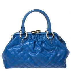 Marc Jacobs Blue Quilted Leather Stam Satchel For Women -Cheap Marc Jacobs Store luxury women marc jacobs used handbags p261193 007