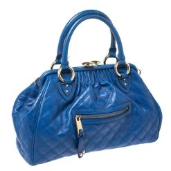 Marc Jacobs Blue Quilted Leather Stam Satchel For Women -Cheap Marc Jacobs Store luxury women marc jacobs used handbags p261193 008