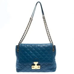 Marc Jacobs Blue Quilted Leather Large Baroque Single Shoulder Bag For Women