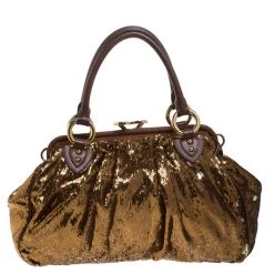 Marc Jacobs Gold Sequins New York Rocker Stam Shoulder Bag For Women